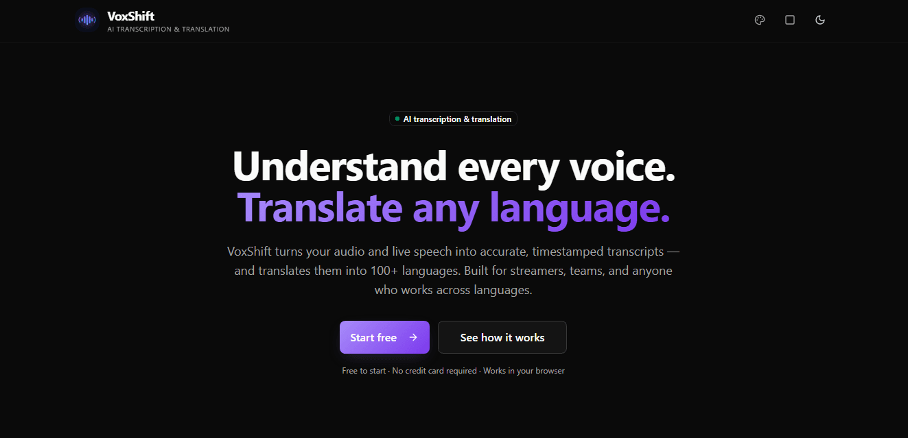 VoxShift — AI Transcription & Translation preview